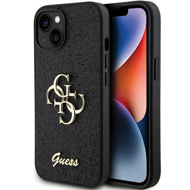 Оригинален гръб GUESS за IPHONE 15 GUHCP15SHG4SGK (Fixed Glitter Big 4G) черен