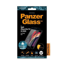Заредете изображение във визуализатора на галерията – PanzerGlass E2E Pro Super+ tempered glass for iPhone 6 / 6s / 7 / 8 / SE 2020 / SE 2022 - with black frame
