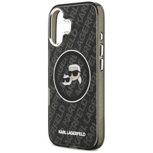 Заредете изображение във визуализатора на галерията – KARL LAGERFELD case for IPHONE 17 compatible with MagSafe KLHMP17SHMKBKCHOK (IML Glitter K&amp;C Heads Logo) black
