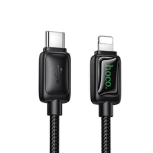 Заредете изображение във визуализатора на галерията – Cable with LCD USB C to USB C Hoco 3A 60W 1,2 m U146 black
