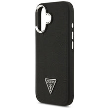Заредете изображение във визуализатора на галерията – GUESS case for IPHONE 17 compatible with MagSafe GUHMP17SPGTSPSK (Grained PU Triangle Logo) black
