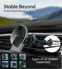 Заредете изображение във визуализатора на галерията – Choetech T204-F magnetic car holder with 15W wireless charging - black
