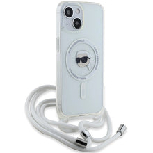 Заредете изображение във визуализатора на галерията – Karl Lagerfeld Crossbody IML Karl Head MagSafe case for iPhone 15 / 14 / 13 - transparent
