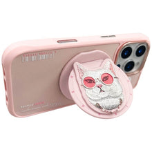 Заредете изображение във визуализатора на галерията – NIMMY case GLASSES COOL CAT compatible with MagSafe for IPHONE 16 Pro pink
