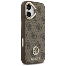 Заредете изображение във визуализатора на галерията – GUESS case for IPHONE 17 compatible with MagSafe GUHMP17SP4G4DCSW (PU W/ Strass Logo &amp; Big Strap Metal Buttons) brown
