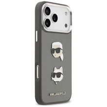 Заредете изображение във визуализатора на галерията – KARL LAGERFELD case for IPHONE 17 Pro Max KLHCP17XPSFDHPOG (FW Grained PU W/ K&amp;C Heads Pin &amp; Logo) gray
