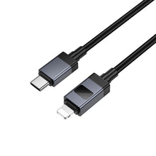 Заредете изображение във визуализатора на галерията – Cable USB C to Lightning Hoco PD 27W with display 1 m X118 black

