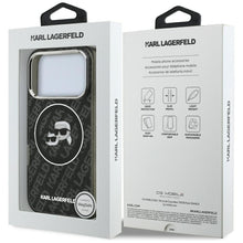 Заредете изображение във визуализатора на галерията – KARL LAGERFELD case for IPHONE 17 Pro compatible with MagSafe KLHMP17LHMKBKCHOK (IML Glitter K&amp;C Heads Logo) black
