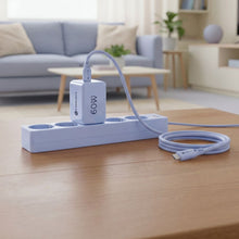 Заредете изображение във визуализатора на галерията – Phone charger Forcell F-Energy GaN III Crystal Color 2x USB C AVS SSFC3.0 60W + silicone cable USB C to USB C VT-60 blue
