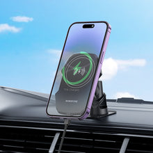 Заредете изображение във визуализатора на галерията – Borofone Car holder BH216 Adelante magnetic with induction charging to dashboard black
