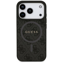 Заредете изображение във визуализатора на галерията – GUESS case for IPHONE 17 Pro compatible with MagSafe GUHMP17LG4GFRK (PU 4G Ring Classic Logo) black
