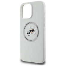 Заредете изображение във визуализатора на галерията – KARL LAGERFELD case for IPHONE 16 Pro compatible with MagSafe KLHMP16LSKCHTCE (Silicone KC Heads) beige
