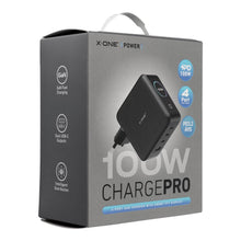 Заредете изображение във визуализатора на галерията – Travel charger X-ONE ChargeGo GaN with LCD 100W 2x USB C - black
