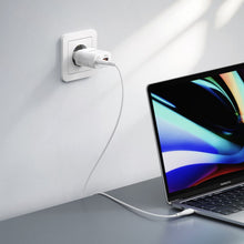 Заредете изображение във визуализатора на галерията – Phone charger VEGER USB A + Type C PD Super Charge PPS 45W + data cable Type C to C 100W TR101 white

