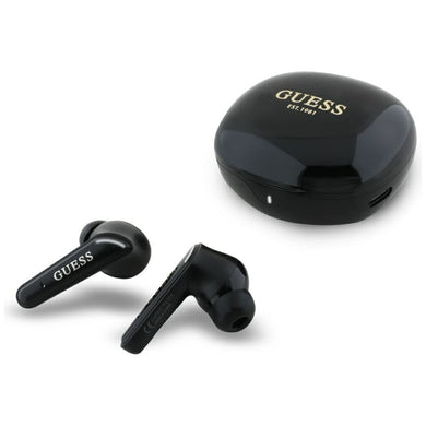 Wireless earphones TWS Guess Flat Classic Logo Electroplated black
