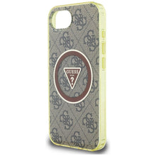 Заредете изображение във визуализатора на галерията – GUESS case for IPHONE 16e (SE 4 2025) compatible with MagSafe GUHMPSE4HG4PRTGW (IML Metal Glitter 4G Circle Triangle) brown
