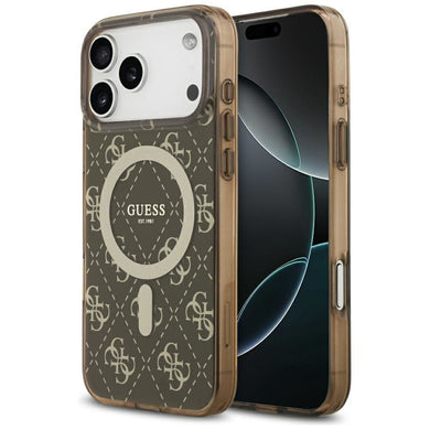 GUESS case for IPHONE 17 Pro Max compatible with MagSafe GUHMP17XH4DTEW (IML 4G Background) brown