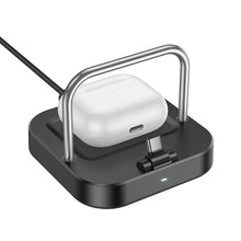 Заредете изображение във визуализатора на галерията – HOCO desktop charger 2in1 Type C + wireless charging 5W PD QC 3A 30W CQ16B black
