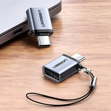Заредете изображение във визуализатора на галерията – Ugreen US270 USB-C (Male) / USB-A 3.0 (Female) Adapter with Lanyard - Gray
