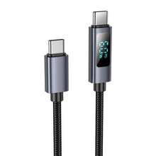 Заредете изображение във визуализатора на галерията – HOCO cable Type C to Type C with display 3A 60W X112 1 m black
