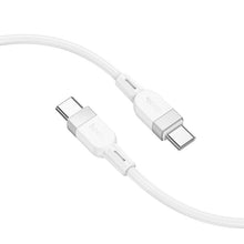 Заредете изображение във визуализатора на галерията – Silicone Cable USB C to USB C Hoco 3A 60W 1 m X109 white
