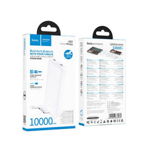 Заредете изображение във визуализатора на галерията – Powerbank Hoco 10000 mAh 2A with four built-in cables USB A + USB C+ Lightning + Micro USB J163 white
