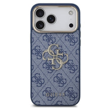 Заредете изображение във визуализатора на галерията – GUESS case for IPHONE 17 Pro Max GUHCP17X4GMGCBL (PU W/ Big 4G Classic Logo) gold blue

