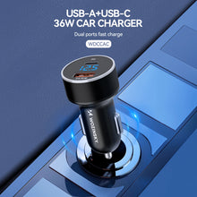 Заредете изображение във визуализатора на галерията – Wozinsky WDCCAC USB-C USB-A 36W car charger - black
