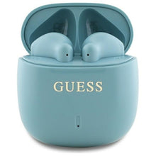 Заредете изображение във визуализатора на галерията – GUESS wireless earphones bluetooth TWS GUTWSJ14ESGQ (Printed Classic Logo) turquoise
