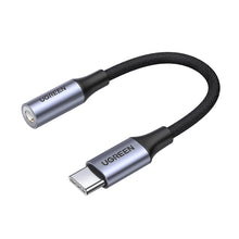 Заредете изображение във визуализатора на галерията – Ugreen AV161 adapter for headphones mini jack 3.5 mm (female) / USB-C (male) 10 cm - gray
