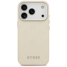 Заредете изображение във визуализатора на галерията – GUESS case for IPHONE 17 Pro compatible with MagSafe GUHMP17LPSPOSSSE (PU W/ Peony Hot Stamp Script) beige
