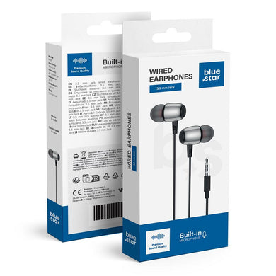 BLUE STAR wire earphones Jack 3,5 mm with microphone M09 1,2 m black