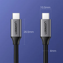 Заредете изображение във визуализатора на галерията – Ugreen US161 50751 USB-C 3.1 / USB-C 3.1 cable 1.5m - gray
