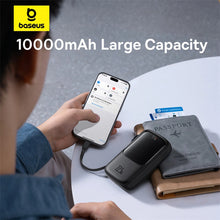 Заредете изображение във визуализатора на галерията – Baseus Qpow Pro+ 10000mAh 22.5W powerbank with built-in USB-C cable and display - black
