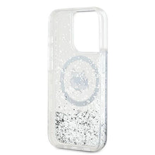 Заредете изображение във визуализатора на галерията – Karl Lagerfeld Liquid Glitter Choupette Head MagSafe case for iPhone 15 Pro - transparent
