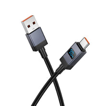 Заредете изображение във визуализатора на галерията – Cable USB A to USB C Hoco 5A with display 1 m X118 black
