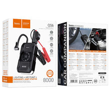 Заредете изображение във визуализатора на галерията – Powerbank 8000 mAh 2,4A 18W with a car jump-start function and air pump Hoco QS6 black
