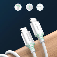 Заредете изображение във визуализатора на галерията – Ugreen US264 60518 USB-C / USB-C PD QC AFC cable 1m - white
