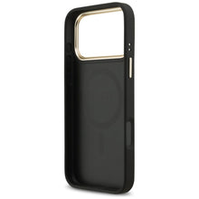 Заредете изображение във визуализатора на галерията – GUESS case for IPHONE 17 Pro Max compatible with MagSafe GUHMP17XP4G4DCSK (PU W/ Strass Logo &amp; Big Strap Metal Buttons) black
