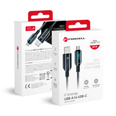 FORCELL F-ENERGY C272 cable USB A to Type C QC4.0 3A 66W Digital 1,2 m black
