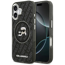 Заредете изображение във визуализатора на галерията – KARL LAGERFELD case for IPHONE 17 compatible with MagSafe KLHMP17SHMKBKCHOK (IML Glitter K&amp;C Heads Logo) black
