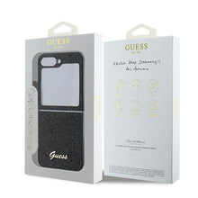 Заредете изображение във визуализатора на галерията – GUESS case for SAMSUNG Z Flip 6 GUHCZF6HGGSHK (HC PU 4G Glitter Script) black
