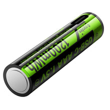 Заредете изображение във визуализатора на галерията – Rechargeable battery R3 (AAA) 320 mAh with USB C + cable USB A to 2 x USB C 2 pcs Hoco JA4 black
