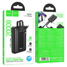 Заредете изображение във визуализатора на галерията – Powerbank 20000 mAh QC PD 22,5W with built-in cables USB C+ Lightning Hoco J162A black
