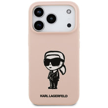 Заредете изображение във визуализатора на галерията – KARL LAGERFELD case for IPHONE 17 Pro Max compatible with MagSafe KLHMP17XSKIGROP (Silicone W/ KL Sketch &amp; Logo) pink
