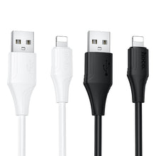 Заредете изображение във визуализатора на галерията – Silicone Cable USB A to Lightning Hoco 2,4A 1 m X124 black
