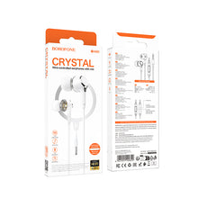 Заредете изображение във визуализатора на галерията – Borofone Earphones BM90 Miller with microphone white
