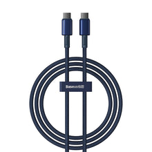 Заредете изображение във визуализатора на галерията – Baseus Tungsten Gold USB-C / USB-C cable 100W 1m - navy blue
