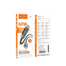Заредете изображение във визуализатора на галерията – HOCO cable Type C to Type C with display 3A 60W X112 1 m black
