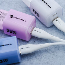 Заредете изображение във визуализатора на галерията – FORCELL F-ENERGY C346 cable Type C to Lightning PD 3A 27W Silicone 1 m white
